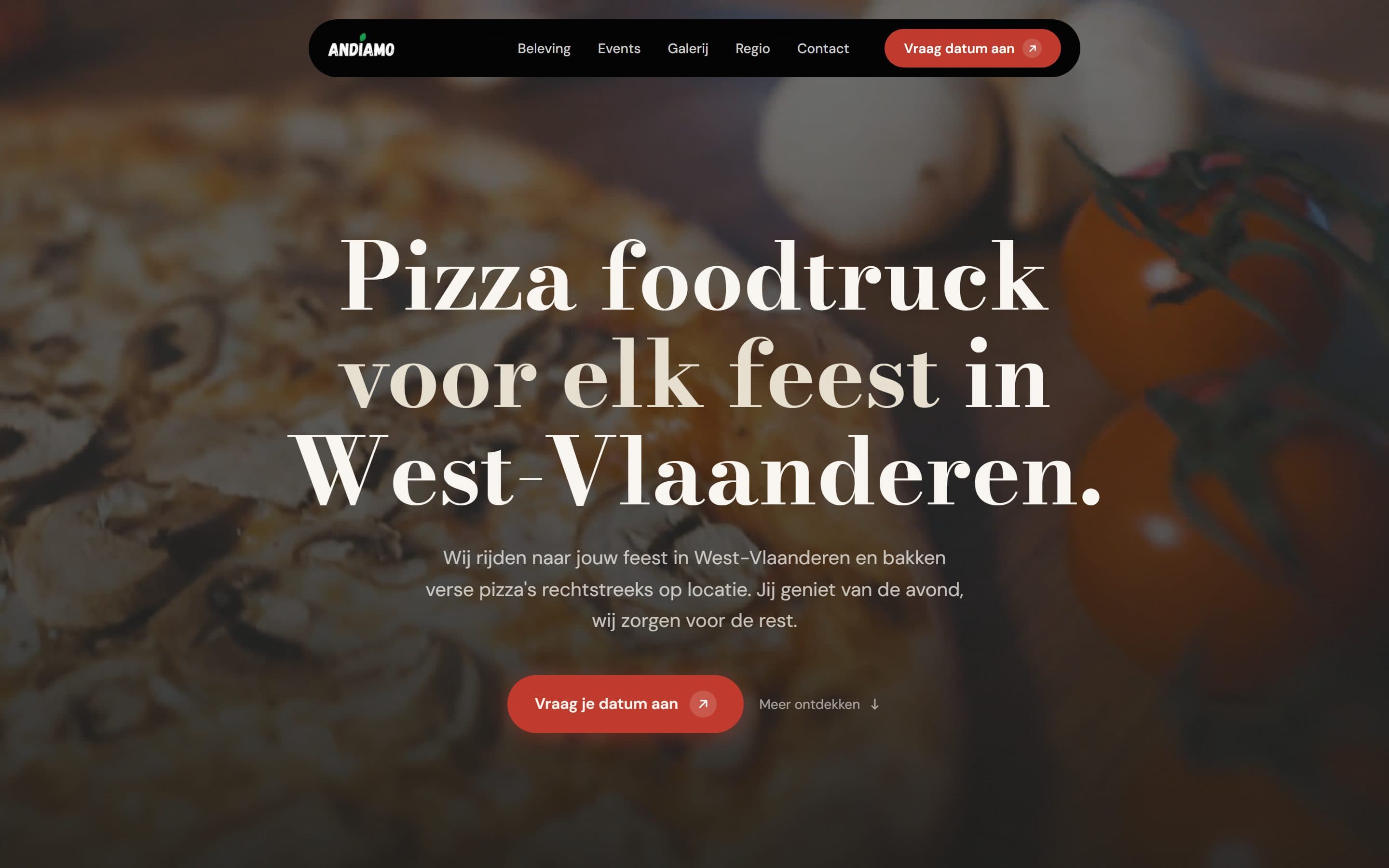Website van Andiamo Foodtruck, gebouwd door Leadfox